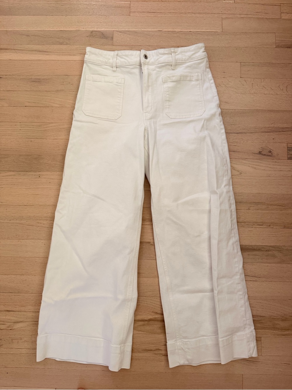 H&M Cream Wide-Leg High-Rise Jeans
